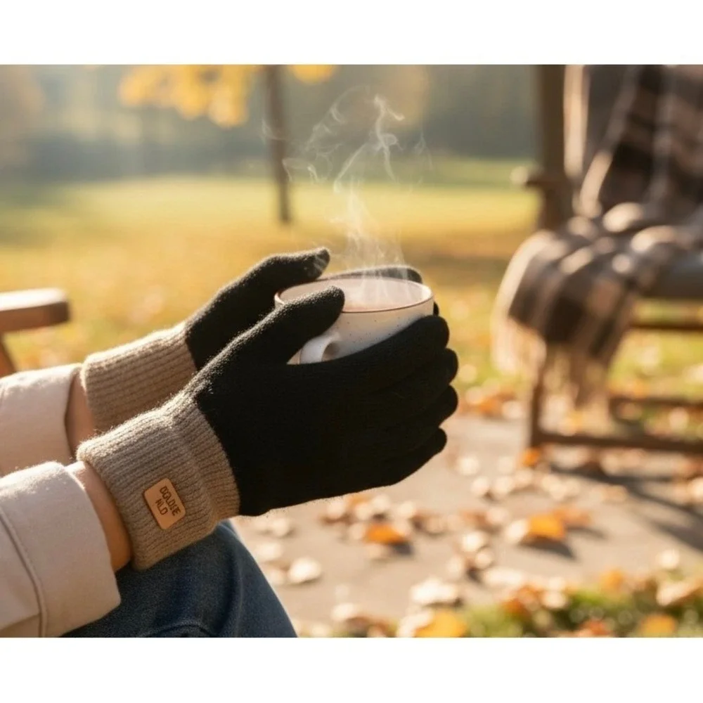 Womens Thermal Touchscreen Winter Finger Driving Knit Gloves One‎ Size Black NWT